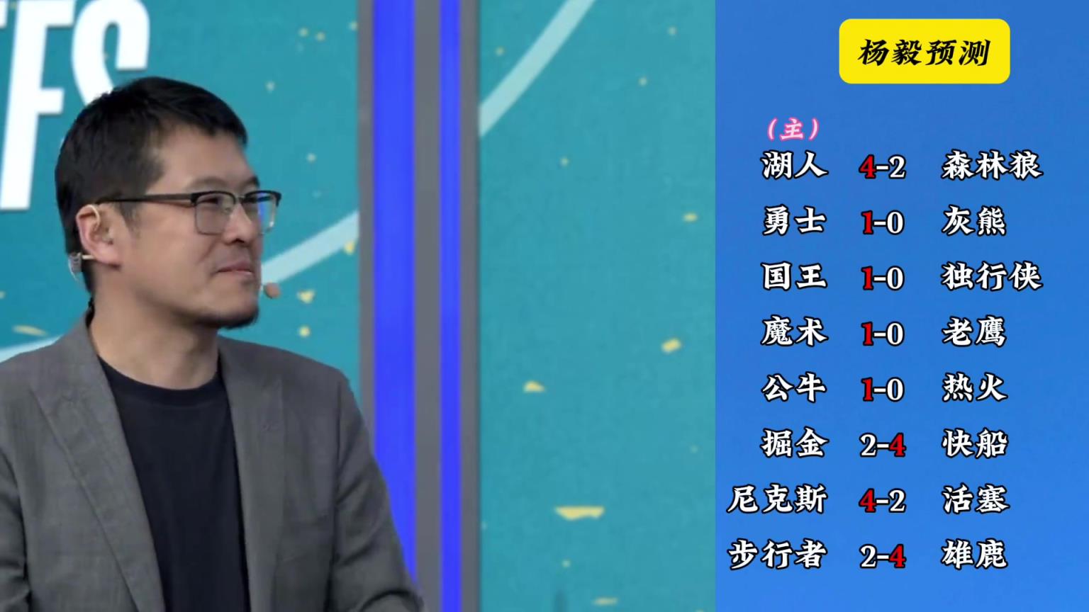 明燈來(lái)了！看看楊毅的季后賽預(yù)測(cè)：湖人4-2狼 快船4-2掘金